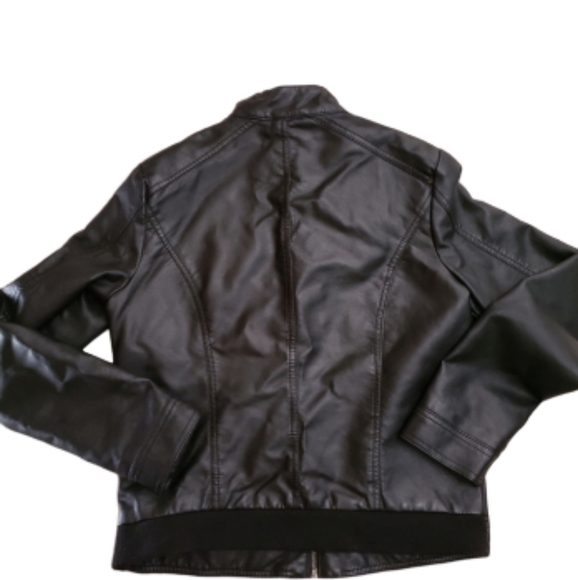 Black Faux Leather Jacket M - Picture 3 of 3